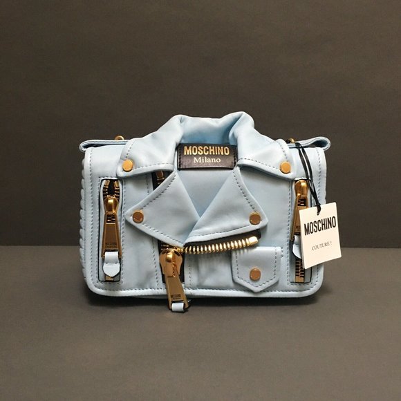 Moschino Handbags - Moschino Blue Biker Jacket Bag